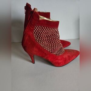 Vintage Red Mesh Ankle Boots